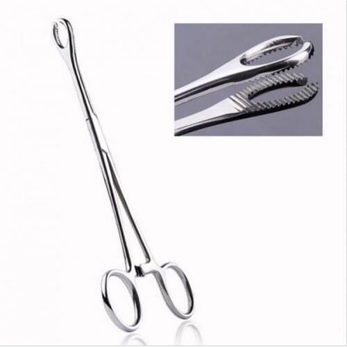 Slotted (open end) Sponge Clamp/Forceps with Ratchet Body Piercing Tool