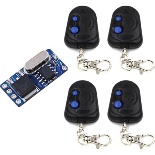 Top DC3V 3.7V 4.5V 5V 6V 7.4V 9V 12V Small Size Remote Control Switch No Sound Receiver+4Transmitter with 2 buttons 315/433mhz