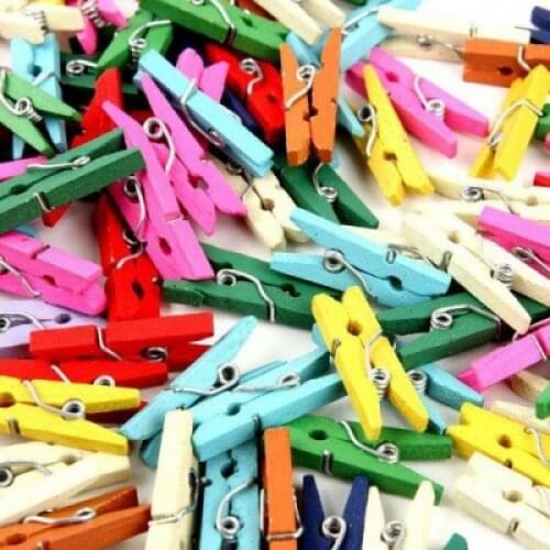 S Colorful Wooden Clothespins 3.5cm (10'lu Paket-500 Piece)