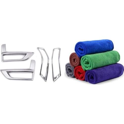 12Pcs Microfibre Cleaning Cloth 40X40Cm & 1 Set Front + Rear Fog Light Lamp Cover Chrome Bumper Reflector Accessories