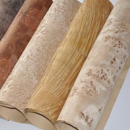 GREENLAND Silk Wood Burl With Craft Paper Wood Veneers Table Veneer Flooring Furniture Natural Material