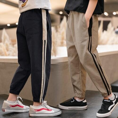 Pants for Boys Spliced Beam Foot Trousers Cotton Casual Sports Pants Clothes for Teenagers Boys 8 10 12 14 16 Years Spring 2020