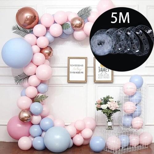 5m Balloon Chain Tape Clear One/Two Holes Arch Connect Strip Balloon Holder Party Supplies Decoration Accessories