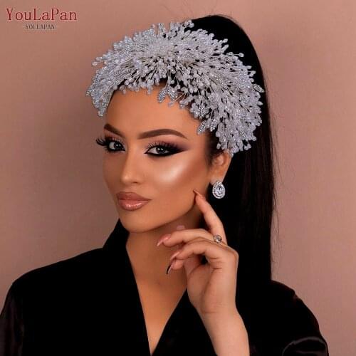 YouLaPan HP397 Crystal Bridal Hair Tiara Luxurious Jeweled Wedding Headbands for Women Hair Accessories Handmade Headdress