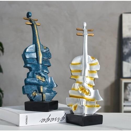 Creative Music Instrument Resin Violin Ornaments Home Living Room Decorative Crafts DIY Music House Bar Resin Charms Living Room