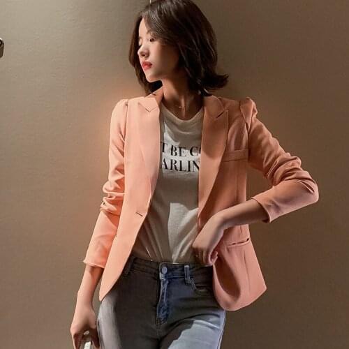 Spring Slim Short Jacket Women Office Wear Coat Women Elegant Pink Blazer Plus Size Blazer For Women Ladies Long Blazer Femme