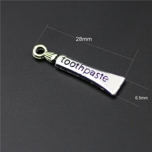 High Quality 10 Pieces/Lot 6.5mm*28mm Tibetan Silver Alloy Metal Diy Charms 3D Toothpaste Charm
