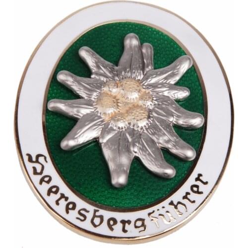 WWII GERMAN MOUNTAIN TROOPS PARATROOPER EDELWEISS GOLD METAL BADGE AWARD Military Store