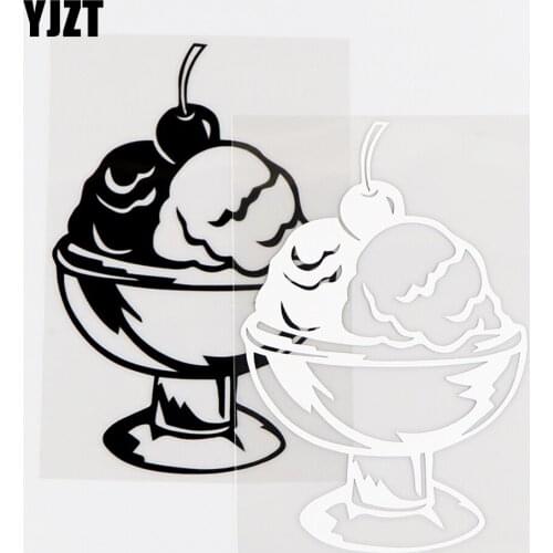 YJZT 9×14.3CM Cherry Ice Cream Sundae Delicate Dessert Car Stickers Window Vinyl Decals Black / Silver 10A-0682