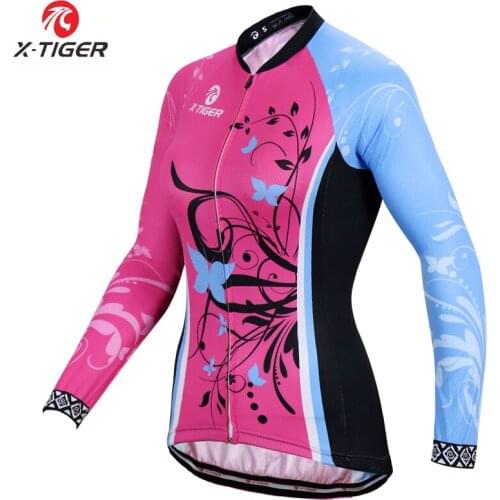 X-Tiger Women Winter Pro Cycling Jersey Fleece Thermal Cycling Bike Wear Keep Warm Cycling MTB Bicycle Clothing Ropa De Ciclismo