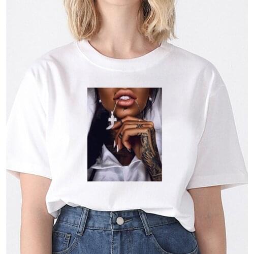 Women Fashion Soft Casual White T shirts Tops funny printed T-shirt Beautiful Black Girl Summer Harajuku Top T-shirt