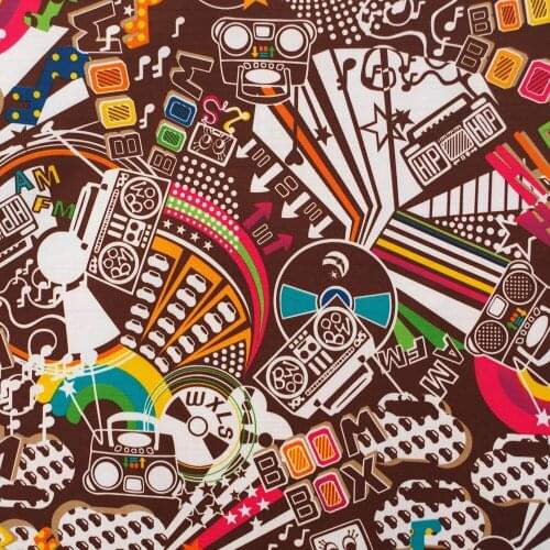 1 yard Polyester/PVC coated Waterproof Fabric for bag,- Cartoon - baby on brown background (width=140cm)