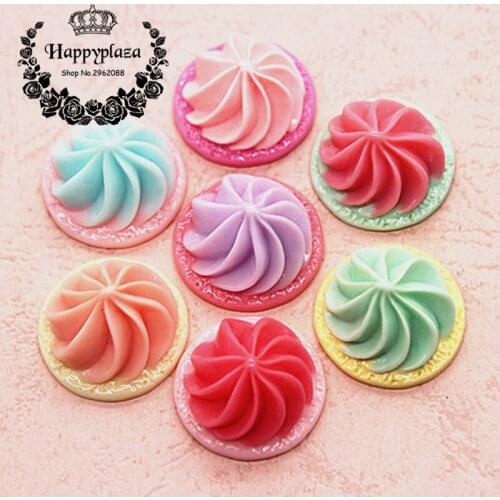 10pcs Cute 3D Resin Fake Ice Cream Dessert Flatback Cabochon Accessories DIY Craft Decoration,24*14mm