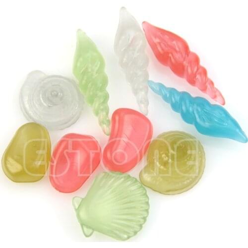 Y1UU 10PCS Glow in the Stone Dark Luminous Conch Sea Shells Aquarium Fish Tank Decor