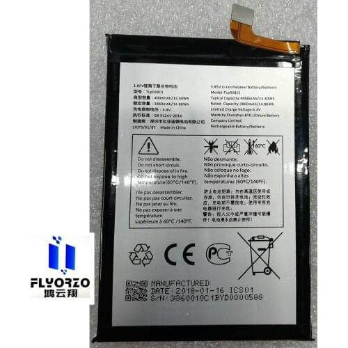100% Brand new high quality 4000mAh/3860mAh TLP038C1 Battery For Alcatel 7 LTE OT-6062W/6062 Revvl 2 Plus Mobile Phone