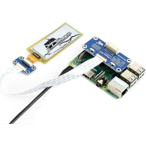 2.9inch Flexible E-Ink Display HAT for Raspberry Pi 296×128 Resolution with Embedded Controller Dual- Color SPI Interface