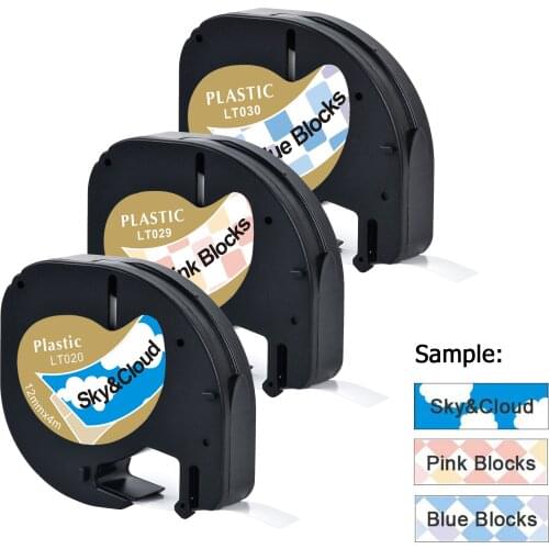 3 Labeler Tape patern color 12MM for 91201 dymo letratag ribbon LT-100H label maker