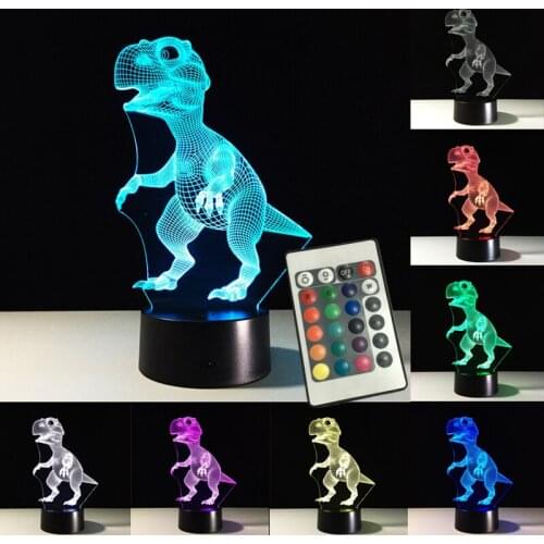 3D Dinosaur Lamp Remote Control Touch Switch Change Color Dinosaur Night Light Bedroom Bookcase Home Decor Table Luminaire