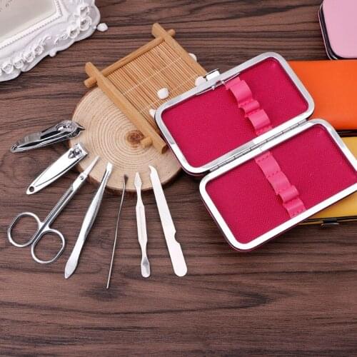 7pcs Portable Nail Clipper Manicure Stainless Steel Beauty Care Set With Box