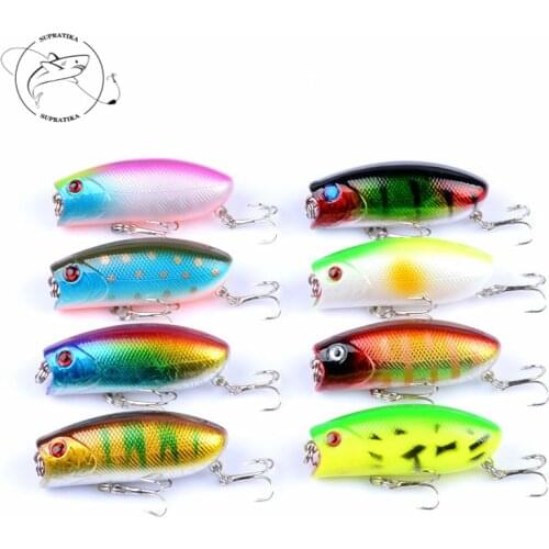 8Pcs/Lot Popper Wobblers Sea Fish Fishing Lure 6cm/10.4g Crankbait Artificial Hard Baits 3D Eyes Peche Leurre For Pike Fishing