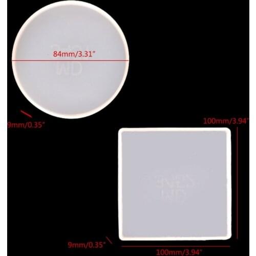 A0NF 10 Pcs Circle Coaster Epoxy Resin Mold Square Cup Mat Silicone Mould DIY Crafts Home Decorations Casting Tools