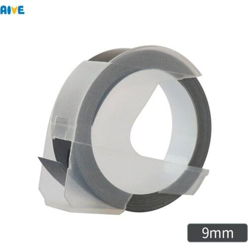 Aive 1pcs 9MM Dymo 3D Plastic Embossing Tape for Embossing Label Maker PVC LABEL Tapes DYMO 1610 12965 1880 1540 Motex E101