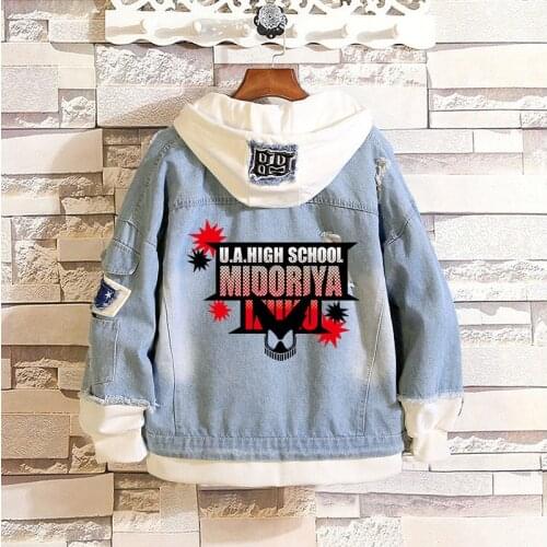 Anime Boku no Hero Academia Cosplay Jacket Costume Men Casual Jeans Coat Women Autumn Denim Hooded Sweatshirt Top Halloween