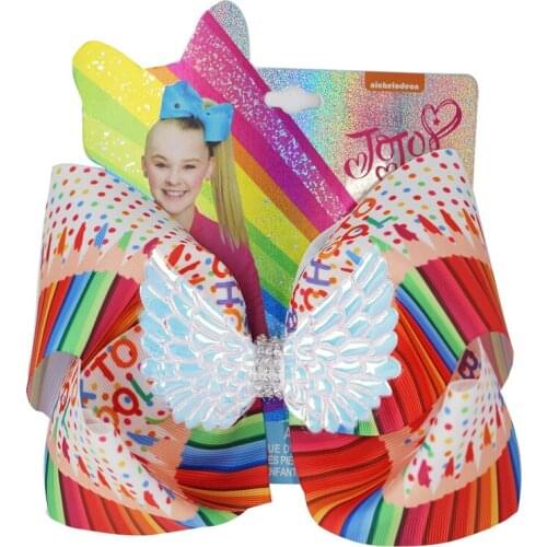 "Back to school " Angel wings 8 Inch Large Hair Bows Ribbon Bowknot for Girls hair Clips Barrettes Hair Accessories 10pcs