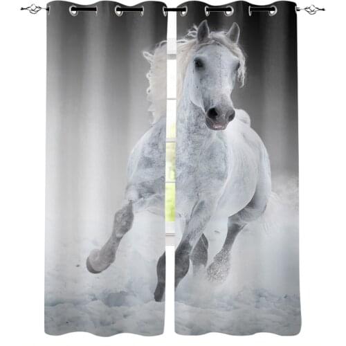 White Horse Blackout Curtain Living Room Window Curtain Childrens Blackout Curtains for The Bedroom