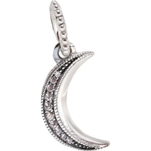 Bewill Fashion New 925 Sterling Silver Shining Moon Pendant Fit original Bracelets & Necklaces Chain Jewelry