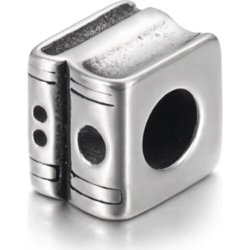 Stainless Steel Book Bead 5mm Hole Metal European Beads Bracelet Charms Supplies for DIY Jewelry Making Accessories