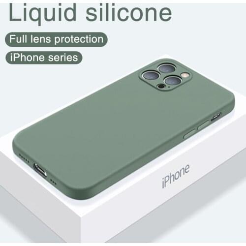Luxury Original Liquid Silicone Phone Case For iPhone 6S 7 8 Plus SE X XS XR 11 12 Mini Pro Max Square Back Shockproof Soft Case