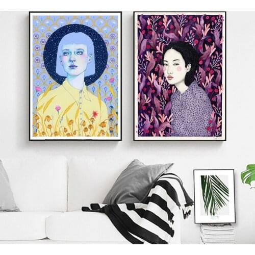 Home Decor Canvas Painting Wall Art Abstract Fashion Girl Watercolor Printed Modular Pictures Nordic Style Poster Living Room
