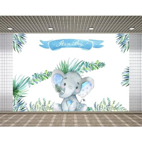 Photography Backgrounds Baby Shower Birthday Party Elephant Watercolor Backdrop