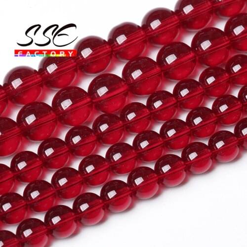 Garnet Glass Beads Natural Stone Loose Beads 15" Strand 4 6 8 10 12 mm For Jewelry Making DIY Bracelet Accessories Wholesale G01