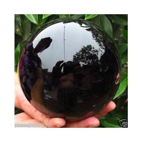 HOT SELL NATURAL OBSIDIAN POLISHED BLACK CRYSTAL SPHERE BALL 100MM +STAND