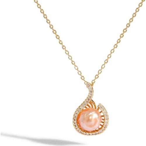 Kfvanfi Natural 7-8MM Freshwater Pearl Pendant Necklace Simple Design All-match Elegant Charm Pearl Necklace Lady Jewelry