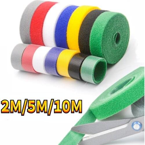 10M/5M/2M Strong Self Adhesive Hook and Loop Fastener Reusable Magic Tape Power Wire Straps Nylon Cable Ties