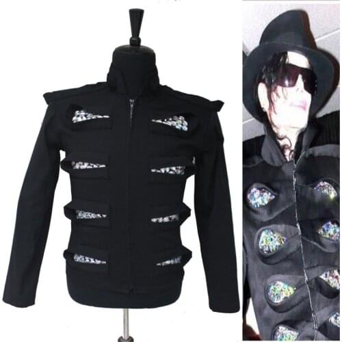 MJ Michael Jackson Rare NEW This Is It Men in the mirror Crystal Punk Jacket For Party Performance Collection