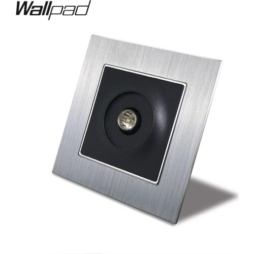 Metal EU TV Port Wallpad 86*86mm 110V-240V AC Silver Metal Panel TV Socket with Claws Round Back