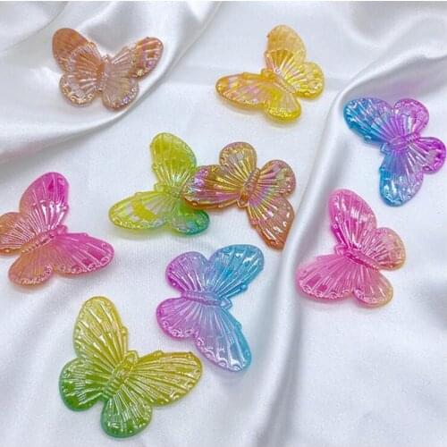 Fashion DIY Big Multi Color Acrylic Loose Butterfly Beads Fit for Hair Jewelry Accessoiries 5 pieces y15759