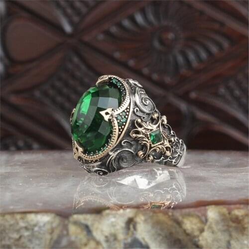 Crystal Cut Zircon 925 Sterling 925 K Silver Men 'S Ring