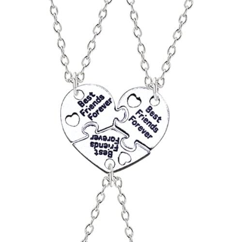 2021New 3 Piece Set Best Friend Necklace Bff Three Person Friendship Pendant Metal Choker Fashion Jewelry Gift