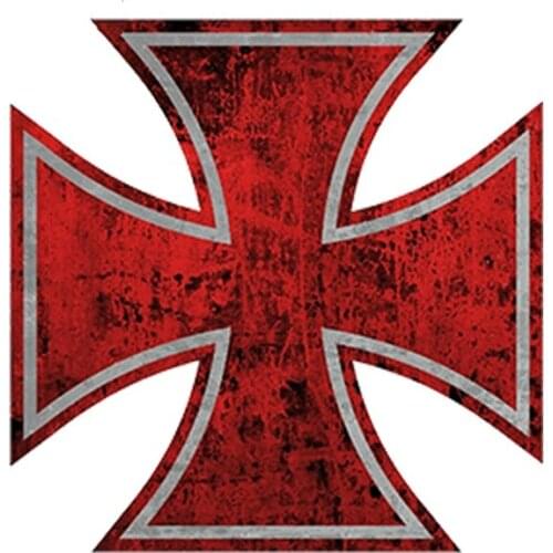 Rat Rod Red Iron Cross Car Sticker Windshield Bumper Motorcycle Helmet Decal High Quality KK Vinyl Cover Scratches Waterproof