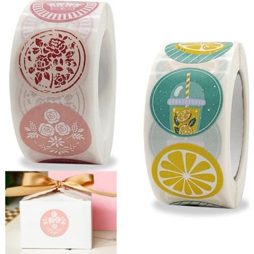 500pcs Circle Thank You Stickers Cute Envelope Seal Sticker Stationery Decor Gift Box Tag Yellow Lemon Orange Bottle Flower