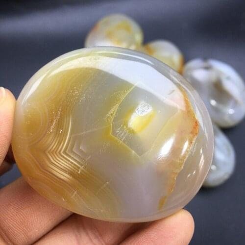 Natural polished crystal healing stone agate palm stone for feng shui