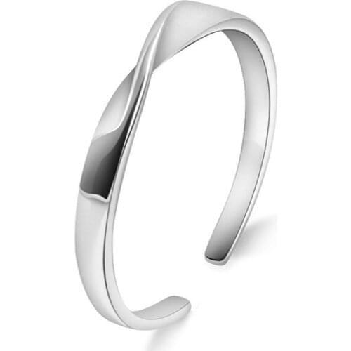 2019 NEW 100% 925 Sterling Silver High Quality Simple Geometric Kink Opening Adjustable Ring Original Gift jz261-jz280