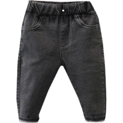 New Kids Pants Boys Jeans Autumn 2021 New Korean version of Childrens Boy Pant Soft Denim Ankle-Length Pants Cotton Casual