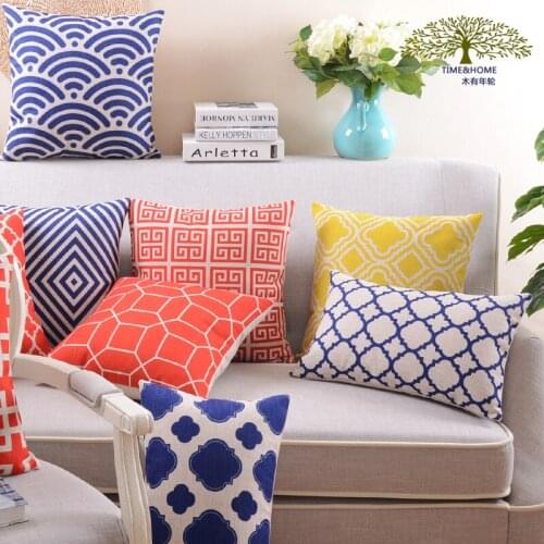 New American Red Blue Geometry Cushion Cover Throw Pillow Case For Home Sofa Car Decoration Childrens Christmas Gift