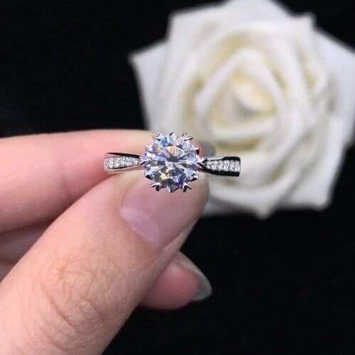 AU750 2Ct 8.0mm D Color VVS1 Moissanite Engagement Ring Solid 18K White Gold Ring Diamond Jewelry R120